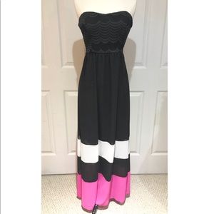 Black/White/Pink Maxi Dress NWT